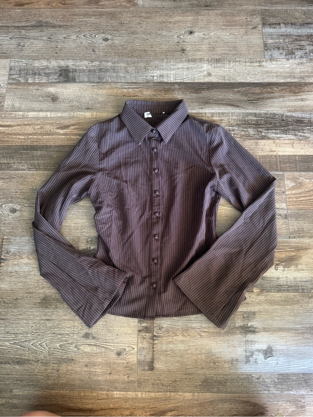 Anni Pinstripe long sleeve Shirt Brown from Princess Polly - Picture 2 of 5